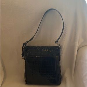 Brighton Black Croco Patent Handbag